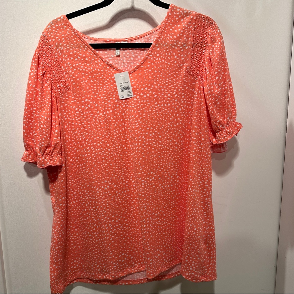 NEW Cato Pretty Orange and White Blouse